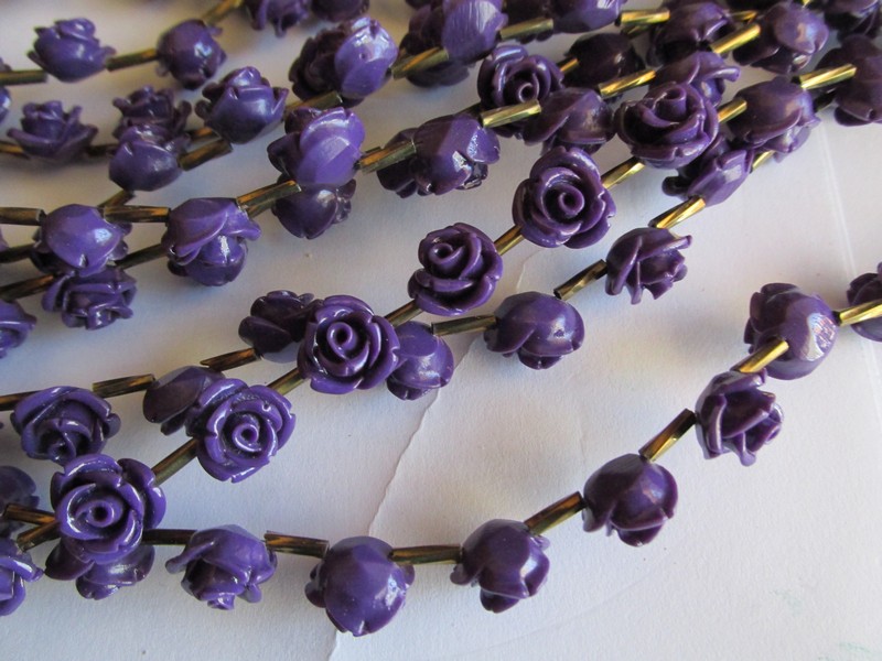 (image for) Purple resin rose beads #1321